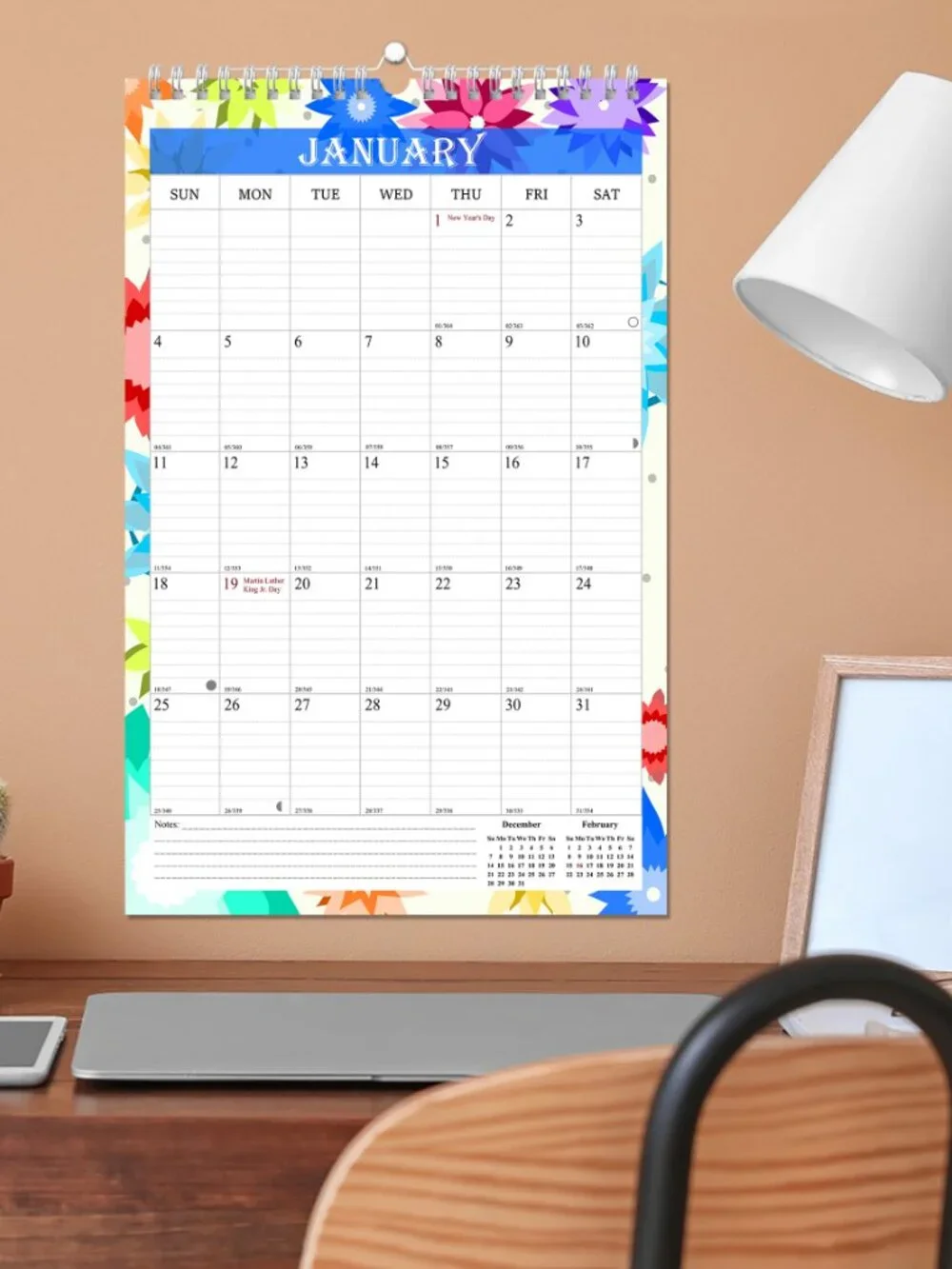 2026-2027 Wall Calendar Spiral-bound Twin-Wire Binding - 18 Months 8.5